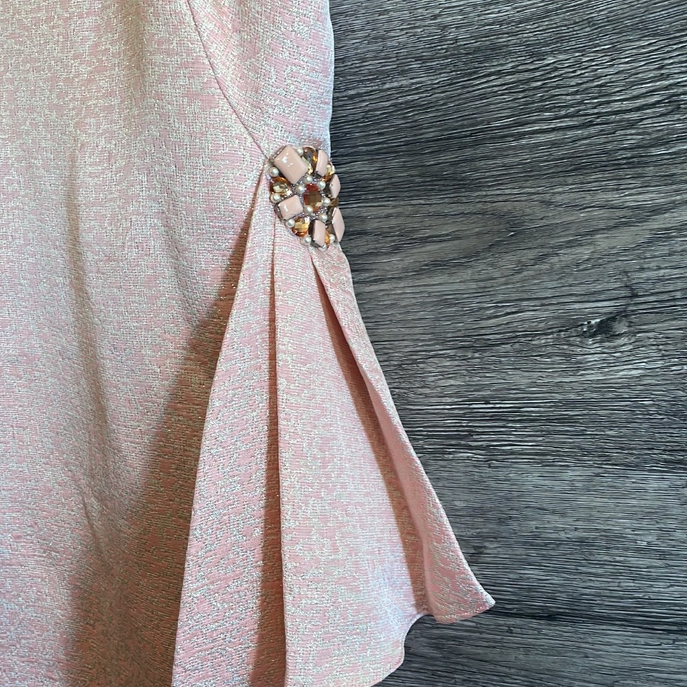 Pamella Roland Metallic Pearl Pink Evening Dress - Picture 2 of 9